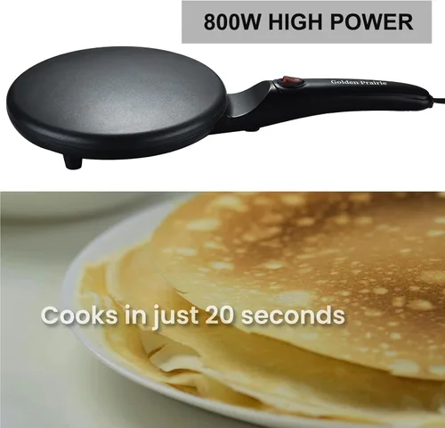 Miniatura 6 de Máquina eléctrica de crepas, sartén antiadherente de 8 pulgadas con esparcidor de masa y bandeja de inmersión, calentamiento rápido de 800 W