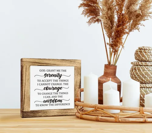Miniatura 5 de Letrero inspirador, caja de madera con placas de escritorio, letrero cristiano, letrero de mesa de madera, decoración de mesa religiosa
