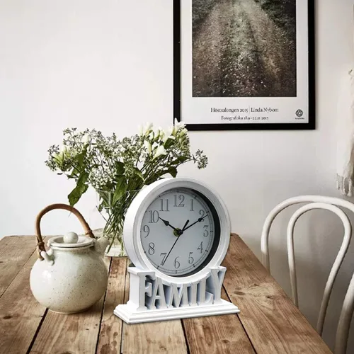 Miniatura 3 de Reloj de sobremesa de 6.5 pulgadas, estilo vintage, sin tictac, funciona con pilas, con movimiento de cuarzo, vidrio HD para niños, dormitorio, sala