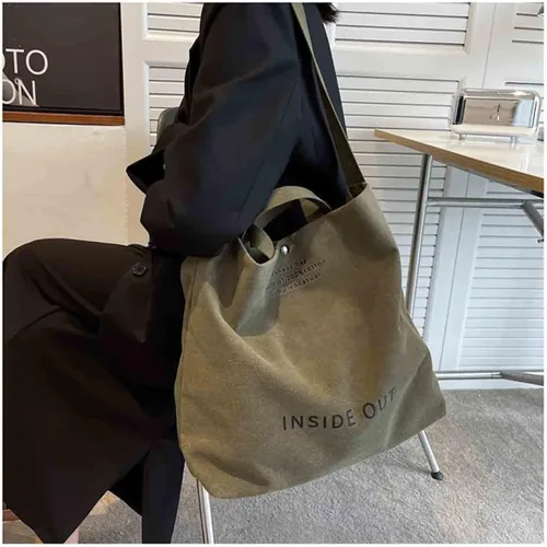 Miniatura 4 de Bolso de mano de lona grande para mujer, bolso de trabajo para hombro, bolso cruzado con asa superior, estilo vintage, estilo grunge, hobo
