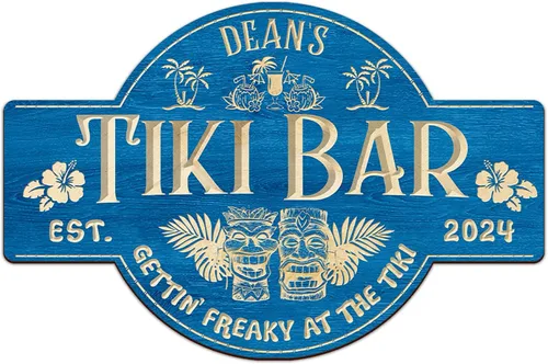 Miniatura 10 de THUYPT Cartel personalizado con reglas Tiki para bar Tiki, decoración de madera Tiki con patrón Tiki Totem, decoración tropical para playa impresa