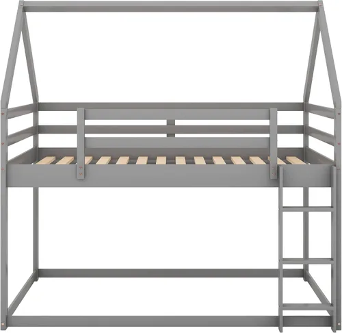 Miniatura 6 de Merax Litera Montessori de madera con escalera individual sobre individual, litera baja para niños, niñas, ahorro de espacio, no necesita somier