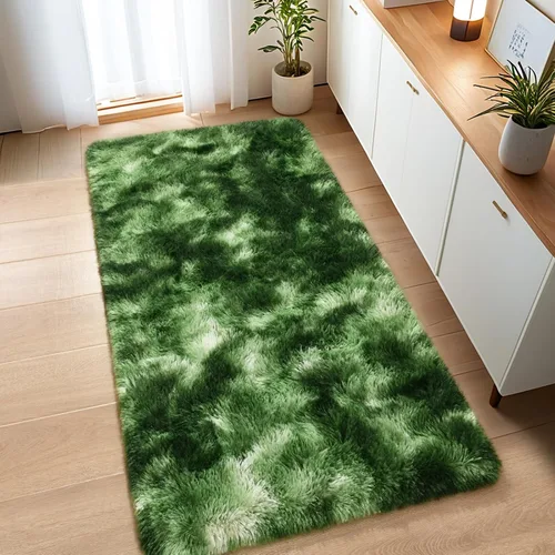 Miniatura 2 de Nuttumico Alfombras de Pasillo Suaves de 2x4 Pies para Dormitorio y Sala de Estar, Alfombra Mullida de Felpa, Alfombras de Área Antideslizantes Tie