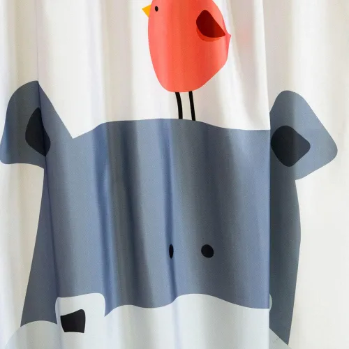 Miniatura 7 de Ofat Home Bonita cortina de ducha de hipopótamo de dibujos animados para baño con ganchos, no necesita forro, impermeable, lavable, 72 x 72 pulgadas