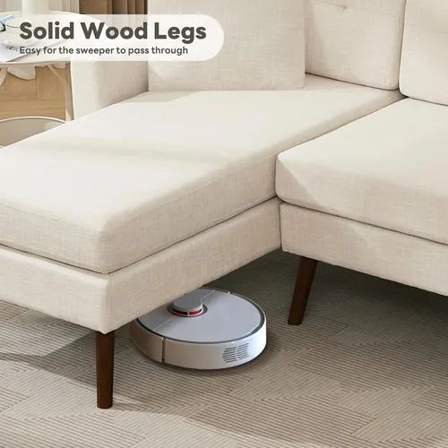 Miniatura 8 de Tbfit Sofá en Forma de L, Sofás Seccionales Modernos de Mediados de Siglo de 80" de Ancho, Sofás de 3 Plazas con Chaise Lounge Amplio, Sofá Beige