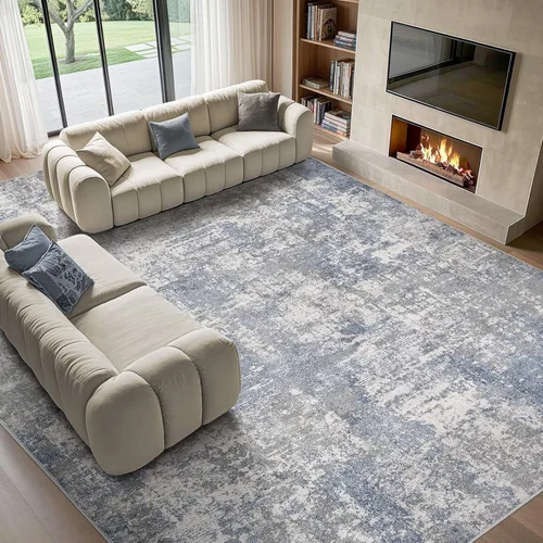 Miniatura 47 de Tortania Alfombra redonda lavable de 5 pies para sala de estar: Alfombra moderna abstracta neutra grande suave y delgada – Alfombra antideslizante