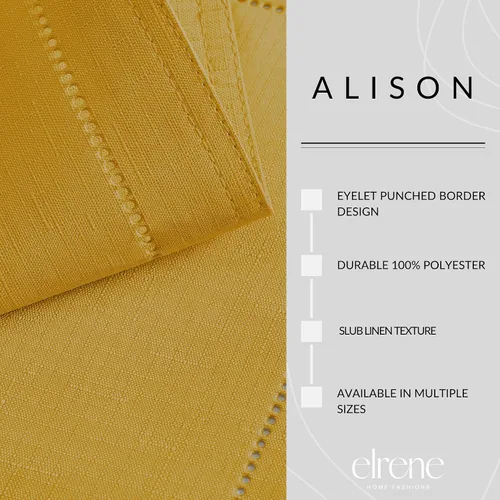 Miniatura 2 de Elrene Home Fashions Alison - Mantel de tela con diseño de bordado de ojo de buey y borde resistente a las arrugas, 132 x 70 cm, Rectangular
