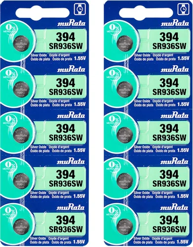 Miniatura 10 de Murata 394 SR936SW Batería 1.55V Celda de botón de reloj de óxido de plata - Sustituye a Sony 394 (2 Batetries)
