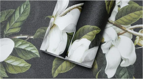 Miniatura 6 de HAOKHOME Papel tapiz floral Gardenia removible de vinilo negro/blanco/verde, autoadhesivo de 17.7 pulgadas x 32.8 pies Negro/Blanco/Verde/Gris