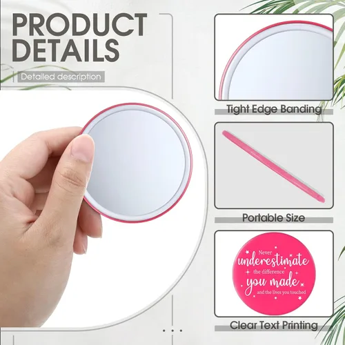 Miniatura 5 de Hoolerry 24 piezas de regalos de agradecimiento a los empleados para mujeres, espejo compacto inspirador a granel, rosa, pequeño, redondo, bolsillo