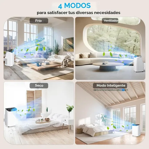 Miniatura 3 de Aire acondicionado portátil de 12000 BTU con control remoto, unidad de aire acondicionado de refrigeración independiente 3 en 1 con ventilador