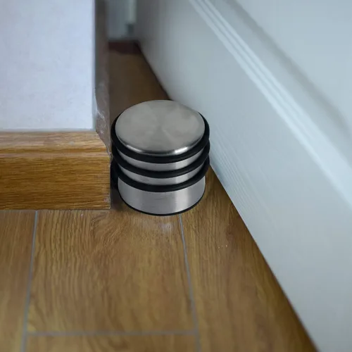Miniatura 6 de KINJOEK Tope de puerta pesado, sin taladro, tope de puerta de acero inoxidable con bandas de goma protectoras, cuña de puerta para oficina, hogar