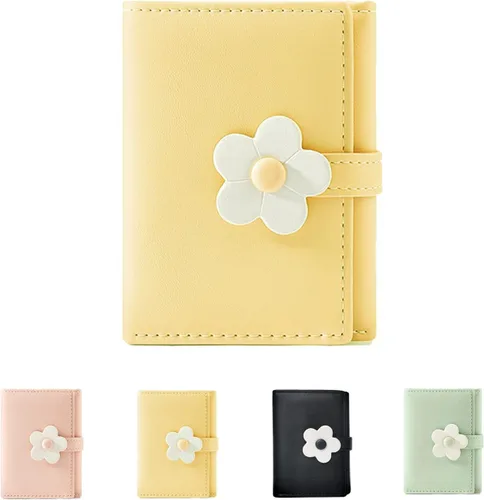 Miniatura 16 de MEISEE Billetera pequeña para niñas y mujeres, billetera de tres pliegues, bolsillo para efectivo, con estampado de flores, monedero con ventana