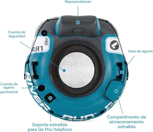 Miniatura 4 de INTEX 56843EP River Run 1 Pro Sillón Flotante Inflable: Soporte para GoPro/Teléfono – Portavasos Incorporado y Compartimento de Almacenamiento