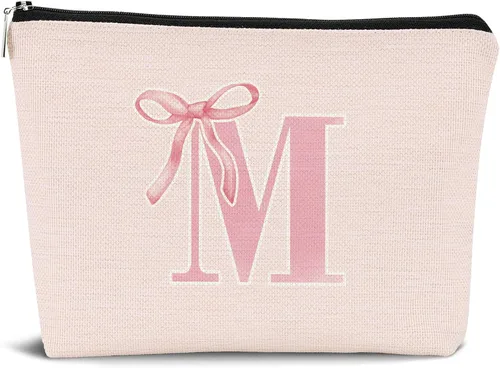 Miniatura 12 de Coquette - Bolsa de maquillaje con lazo, inicial K, regalos personalizados para chicas adolescentes, regalos con monograma lindos y modernos preppy