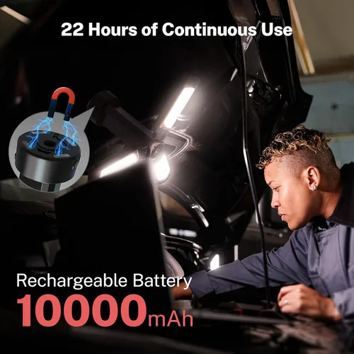 Miniatura 6 de OGERY Luz de camping recargable de 10000mAh con soporte 2 m de altura máxima, luz de trabajo inalámbrica con 3 cabezales de lámpara LED, 2200