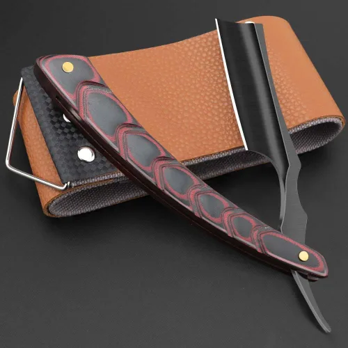Miniatura 12 de Maquinilla de afeitar de acero inoxidable de alta calidad con correa de afeitar para hombres, maquinilla de afeitar profesional de barbero de borde