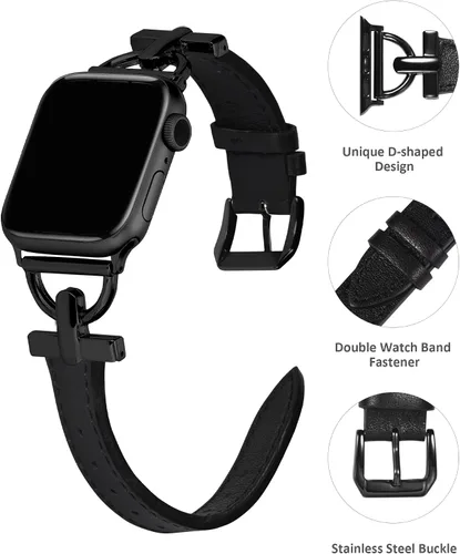 Miniatura 3 de Wearlizer Correa de cuero compatible con correas de Apple Watch para mujeres de 1.614 in, 1.575 in, 1.496 in, 1.929 in, 1.811 in, 1.772 in, 1.732