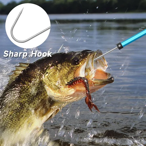 Miniatura 6 de SANLIKE Telescopic Fishing Gaff Aluminum Pole with Nonslip Rubber Handle Stainless Steel M8 Screw Hook Azul