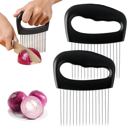 Miniatura 8 de Soporte de cebolla para rebanar, soporte para rebanar cebolla de acero inoxidable, 2025 nuevo cortador de verduras Tamato actualizado 2025, 1 pieza