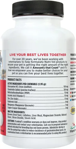 Miniatura 9 de Nutri-Vet Suplemento extra fuerte para cadera y articulaciones para perros, suplementos para cachorros, suplemento para articulaciones de perro