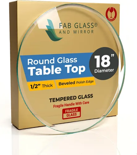 Miniatura 106 de Fab Glass - Mesa redonda de cristal de 48 in, grosor de 3/4 in, cristal pulido plano templado, Vidrio, Transparente