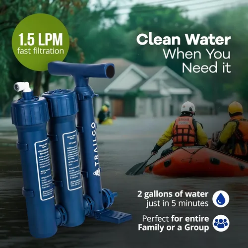 Miniatura 2 de Filtro de agua profesional para camping y senderismo - Sistema de filtro de agua portátil, bomba de mano purificador de agua de supervivencia