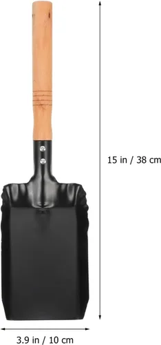 Miniatura 3 de Pala de ceniza de metal con mango de madera, pala de carbón, pala de jardinería para estufa de leña, 4