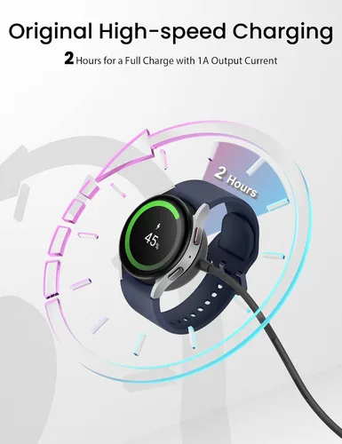 Miniatura 4 de Sinoacc Cargador para Samsung Galaxy Watch Ultra/7/6/6 Classic/5/5 Pro/4/4 Classic/3/Active 2/Active 1/FE Cable de carga inalámbrico magnético USB
