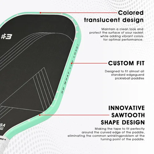 Miniatura 125 de PICKLETECH Cinta de protección de pala de pickleball – Protector de borde de cabeza de paleta – Cinta de protección de borde de raqueta ajuste gris