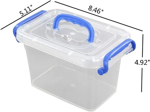Miniatura 2 de Mini contenedor de plástico de 2 L, caja de almacenamiento transparente, juego de 6