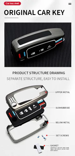 Miniatura 5 de ontto Soporte para llavero de 3 botones para llave plegable Nissan, funda de metal con llavero compatible con Nissan Rogue Rogue Select Rogue