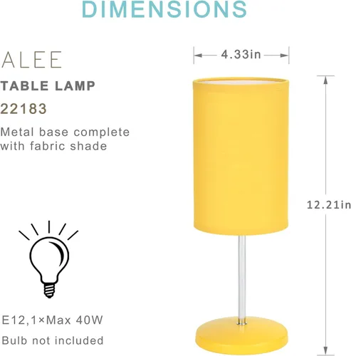 Miniatura 5 de Alee - Juego de 2 lámparas de mesa amarillas para sala de estar y dormitorio, 4.33 pulgadas de alto, 12.21 pulgadas, bombilla excluida