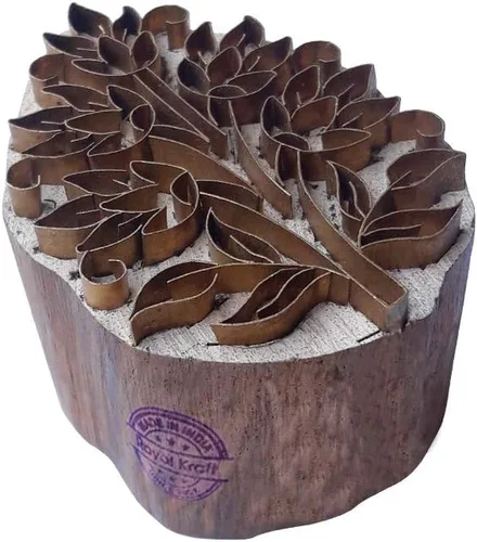 Miniatura 33 de Sello de Arcilla de Madera con Patrón de Loto de Latón para Impresión Rural BSCtag001