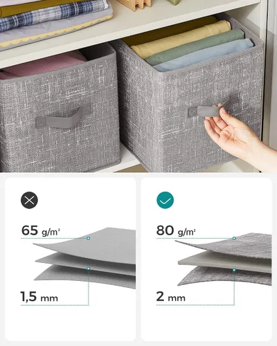 Miniatura 7 de SONGMICS Paquete organizador de almacenamiento y cubos de almacenamiento, 6 contenedores de tela no tejida con asas dobles, 6 cubos organizadores
