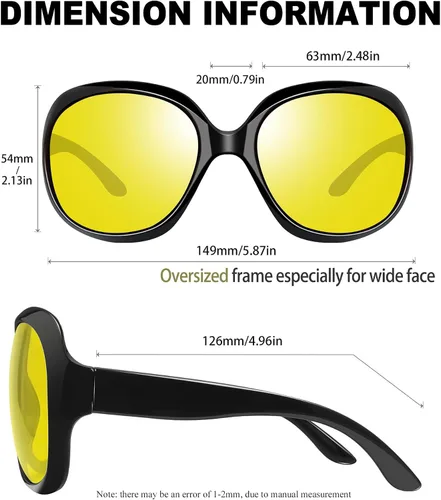 Miniatura 185 de Joopin Lentes de sol de gran tamaño para mujer, polarizados, grandes, para conducción, protección UV, grandes sombras
