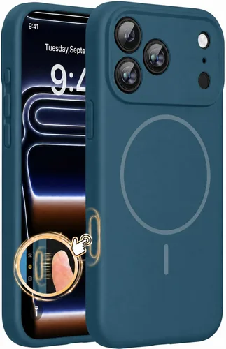 Miniatura 337 de Miracase - Funda magnética diseñada para iPhone 14 Pro Max, de silicona líquida, a prueba de golpes, con protector de pantalla y protección
