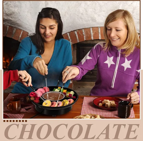 Miniatura 5 de Lallisa Juego de ollas de fondue eléctricas, kit de fondue de chocolate, máquina de fondue eléctrica, bandejas de servir desmontables con 4