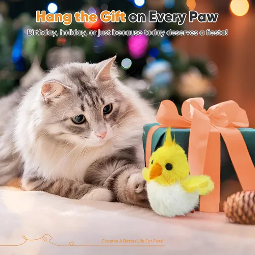 Miniatura 7 de Petbobi Juguetes para gatos, pájaro aleteante, juguete interactivo para gatos con alas aleteadoras y sonidos de chirrido, juguete recargable por USB