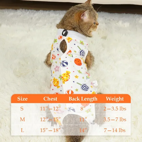 Miniatura 2 de ANWA Traje de recuperación para gatos, mameluco transpirable para gatos después de una cirugía, traje de recuperación de cirugía de gatito, heridas