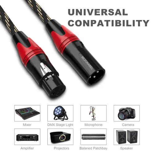 Miniatura 2 de Cables XLR - Paquete de 6 cables XLR trenzados de nailon trenzado y cable de micrófono equilibrado para micrófonos, mezcladores y altavoces