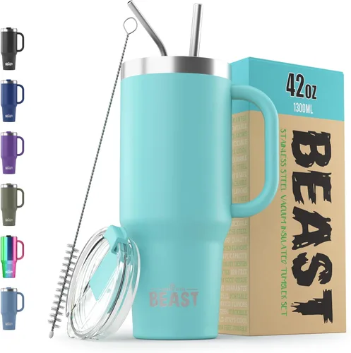 Miniatura 57 de Beast Vaso Térmico de 30 oz de Acero Inoxidable con Aislamiento al Vacío para Café y Hielo de Doble Pared Termo de Viaje (Rojo Arándano)