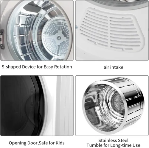 Miniatura 5 de ROVSUN Secadora de ropa portátil de 9 libras -1400 W con perilla de fácil control, color blanco