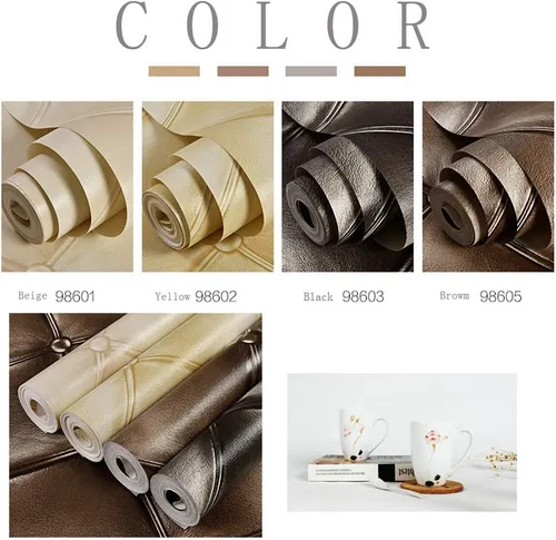 Miniatura 6 de QIHANG - Papel pintado de imitación de piel suave con diseño de diamante para dormitorio, TV, hotel, fondo de pantalla, 1.73 pulgadas de ancho x