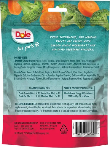 Miniatura 5 de Dole para Mascotas Masticables para Perros Recién Traídos, Golosinas para Perros Surtidas Sabor Plátano y Calabaza, 7oz Con Sabor de Verduras