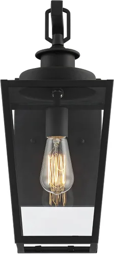 Miniatura 8 de Possini Euro Design Ackerly - Moderna lámpara de pared para exteriores, acero negro texturizado, paneles de vidrio transparente de 17 1/4 pulgadas