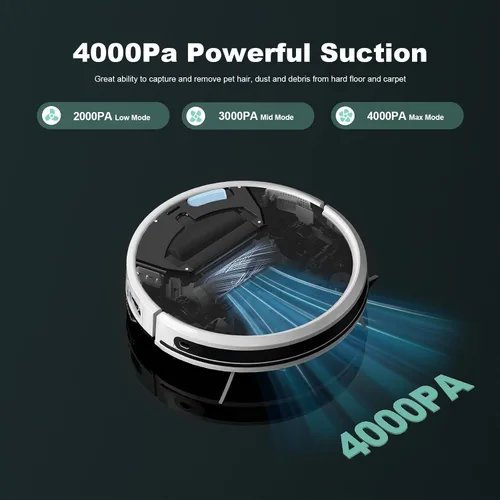 Miniatura 3 de TECBOT S3 PRO - Aspiradora robótica y trapeador, navegación LiDAR, 150 minutos de funcionamiento y succión de 4,000 Pa, robot aspirador de carga