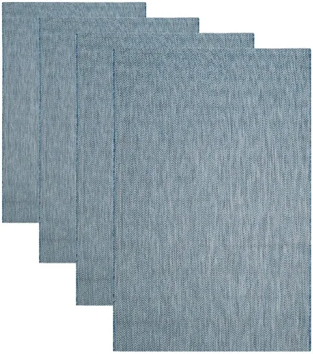 Miniatura 75 de Safavieh Colección Courtyard CY8022 Alfombra, 2 pies x 3 pulgadas x 5 pies, aguamarina y gris, impermeable, fácil de limpiar, sin pelusa