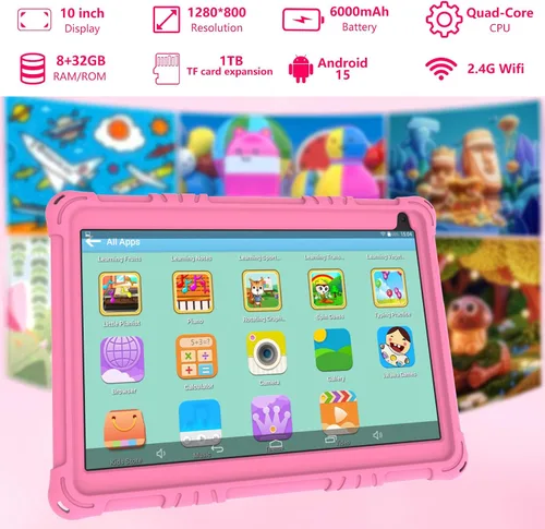 Miniatura 7 de Tablet Android 15 para niños, tabletas de 10 pulgadas para niños, 8 GB RAM 32 GB ROM 1 TB Expand, tableta para niños pequeños con control parental