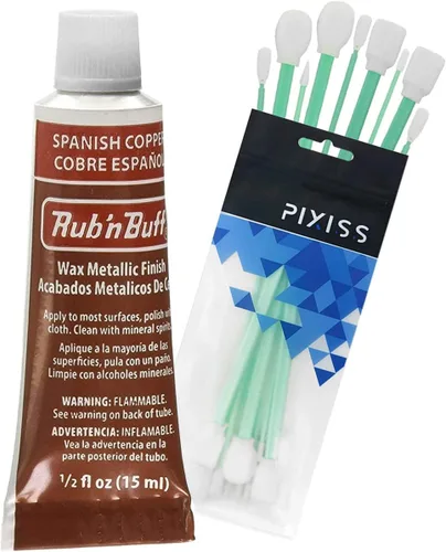 Miniatura 13 de Pinceles de cera Rub 'n Buff tonos dorados y Pixiss - hoja de oro, oro griego, oro antiguo (15ml) - Pintura de cera de dorado con brillo Paquete